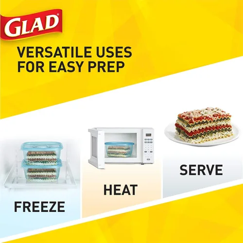 Vista 8 de Glad Gladware - Recipientes de almacenamiento de alimentos para congelar, rectángulo grande con capacidad para 64 onzas de alimentos, juego de 2