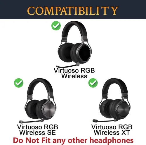 Vista 2 de SOULWIT Almohadillas de enfriamiento para auriculares Corsair Virtuoso, almohadillas con espuma de aislamiento de ruido de alta densidad, grosor
