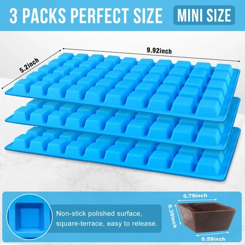 Vista 2 de Moldes de silicona para chocolate en miniatura con forma de terraza cuadrada de 50 cavidades - Moldes de silicona antiadherentes para caramelo, 2