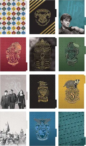 Vista 2 de Paper House Productions Harry Potter - Agenda de 12 meses sin fecha de 9.5 pulgadas con calcomanías de bandera de mes y evento, Hogwarts por la noche