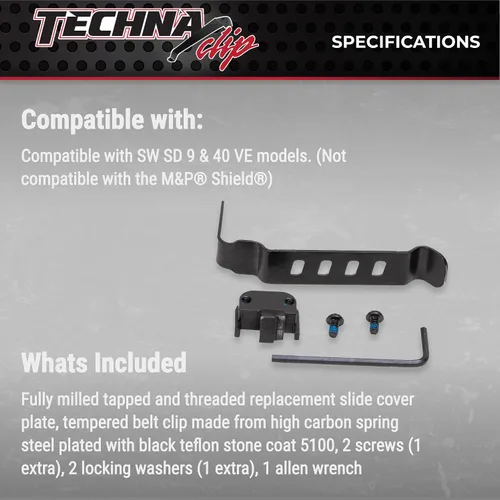 Vista 5 de Techna Clip Concealment System for Glock Models - Durable High-Carbon Spring Steel Gun Clip w/Teflon Coat 1500 - Ambi, Easy-to-Install Gun Holster