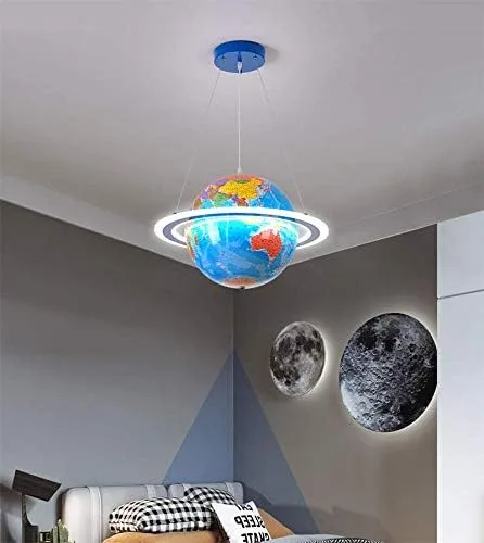 Vista 5 de LITFAD Earth Planet Kids - Lámpara colgante de techo LED, 15 pulgadas Small - 15 in / 38 cm