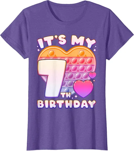 Vista 17 de Pop-it Birthday Girl 7 años de edad, Push it Pop Fidget Bubble Camiseta, Negro