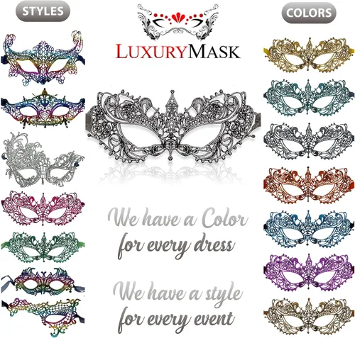 Vista 5 de Masquerade Mask For Women Lace Masquerade Masks for Masquerade Party, Proms, Venetian Party, Mardi Gras, Halloween & Cosplay