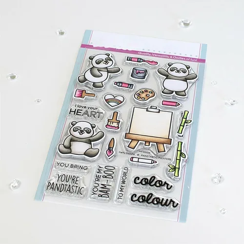 Vista 3 de Panda Bamboo - Juego de sellos y troqueles transparentes para hacer tarjetas, plantillas de corte para álbumes de recortes, álbum de fotos, papel