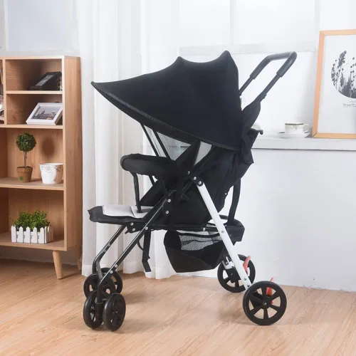 Vista 2 de Worparsen Parasol para cochecito protege al bebé de mosquitos y rayos UV, extensor, cubierta de malla transparente para corredores y verano rosa