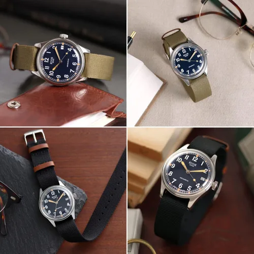 Vista 4 de KUOE Old Smith 90-002, Automatic NH35 Movement, Navy Dial, Replacement Belt Included