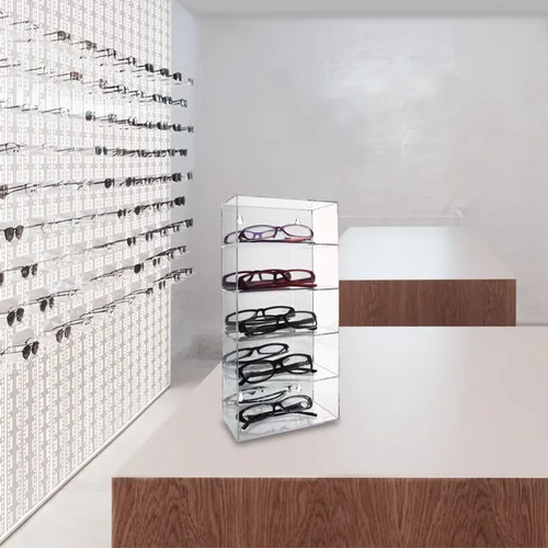 Vista 6 de Ikee Design Organizador de acrílico con 5 estantes con respaldo espejado. Transparente sin puerta