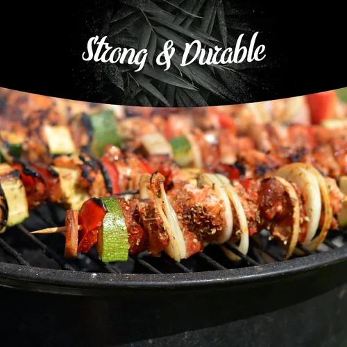 Vista 4 de BambooMN - Brochetas multiusos de bambú para alimentos de punta afilada de 5 mm - 6.5" (16.5cm) - 100 piezas