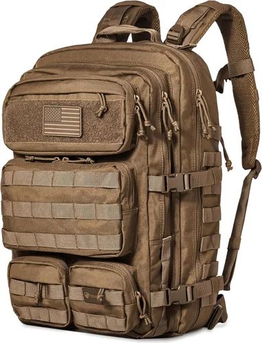 Vista 11 de Mochila Táctica Falko para Hombre y Mujer 50L Mochila 2.4 Veces Más Fuerte Mochila Militar Grande Tipo Molle, Mochila de Emergencia para Exteriores