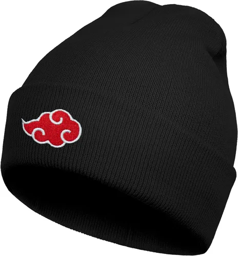 Vista 2 de SiVaji Anime Akatsukii Beanie negro nube roja bordada invierno sombrero de punto gráfico cómodo suave cálido sombreros hombres mujeres
