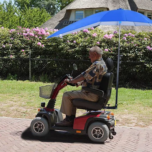 Vista 6 de Toldo Parasol para Scooters de Movilidad, Accesorio de Capota Convertible para Lluvia y Sombrilla