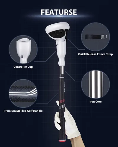 Vista 2 de Amavasion VR Golf Club Handle Accessories Compatible with Meta Oculus Quest 2 Enhance Immersive VR Game Experience (Blackred)