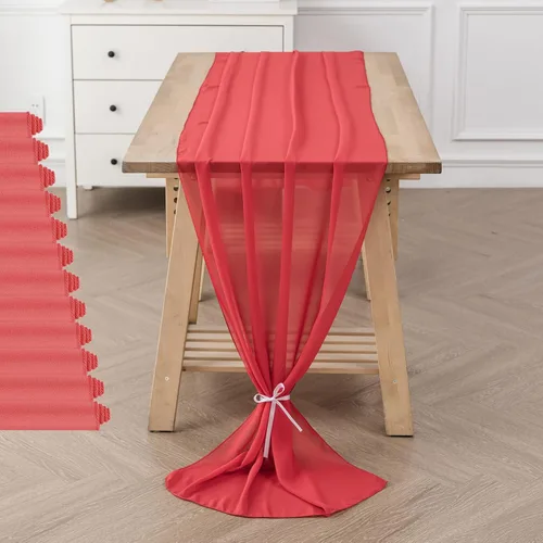 Vista 25 de Paquete de 2 caminos de mesa de gasa de 10 pies de 29 x 120 pulgadas, camino de mesa romántico transparente para boda, fiesta de cumpleaños