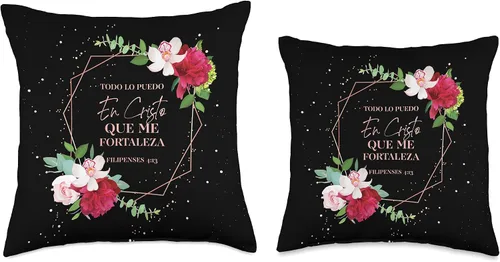 Vista 3 de Almohadas Decorativas Decorative Pillow Case Cover Christian Gifts Religious Spanish Gifts Cristianos Español - Almohada de 16 x 16 pulgadas