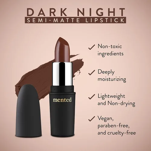 Vista 4 de Mented Cosmetics - Lápiz labial nude para mujeres, lápiz labial semimate de larga duración, hidratante vegano, sin parabenos y libre de crueldad