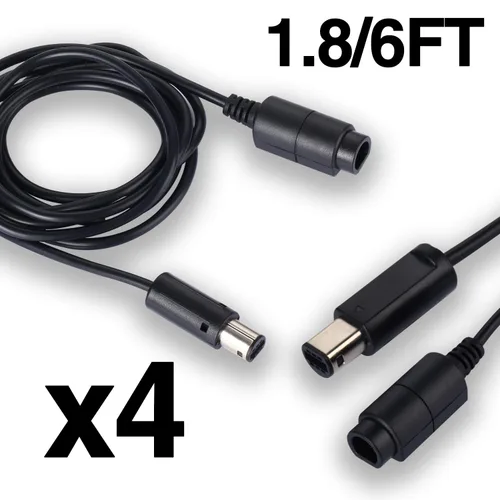 Vista 5 de 4 Pack Game cube Controller Bundle with 4 Extension Cords and a 4-Port Adapter for S-witch PC Wii U Console
