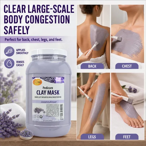 Vista 4 de SPA REDI - Máscara de arcilla, lavanda y flores silvestres, 128 onzas - Pedicura y limpieza profunda corporal, purificación de poros de la piel