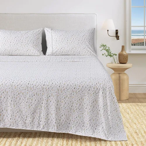Vista 9 de Great Bay Home - Sábanas de microfibra, estampado costero, sin arrugas, bolsillo profundo, tema de playa, colección Newport (Queen, concha marina)