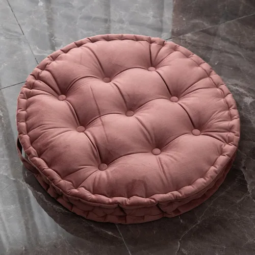 Vista 13 de MOJUN Almohada redonda de meditación, almohadas grandes para adultos, almohada redonda gruesa de terciopelo holandés con asa para yoga, sala de Azul
