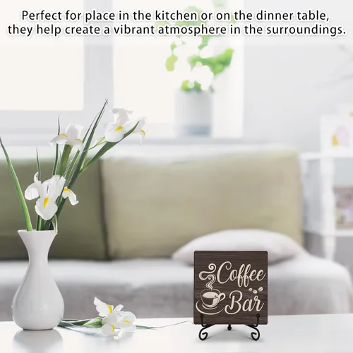 Vista 4 de Decoración de cafetería, divertidos letreros de café para mesa de cocina de granja, accesorios esenciales de estación de café, accesorios de café