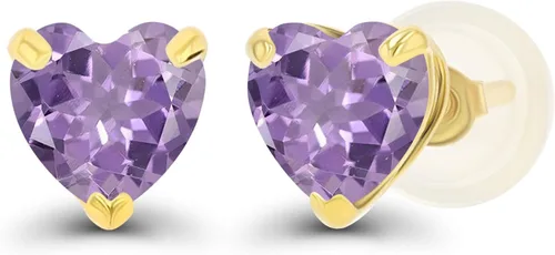 Vista 9 de Aretes de plata de ley 925 maciza chapados en oro de 0.197 in con piedra natal genuina para mujer, aretes de tuerca con piedras preciosas Amatista