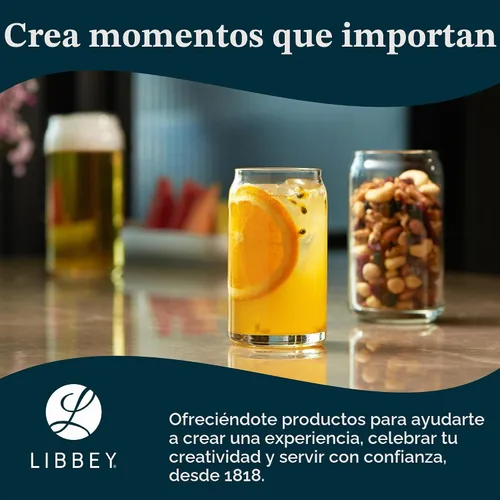 Vista 7 de Libbey – Vaso de cerveza con forma de lata 16 onzas., paquete de de 4, Transparente