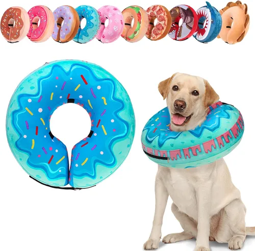 Vista 25 de BEAUTYZOO Alternativa al cono para perro después de la cirugía para perros grandes, medianos y pequeños, collar de cono inflable suave para perros