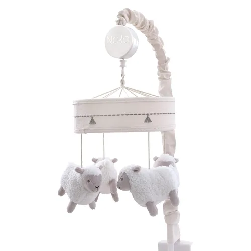 Vista 9 de NoJo Peluche elefante gris y blanco Nubes hinchadas Móvil musical