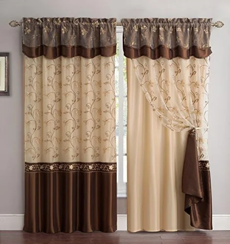 Vista 4 de Juego de cortinas bordadas de la colección Fancy, con respaldo y cenefa