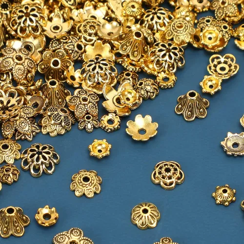 Vista 9 de FEBSNOW Alrededor de 160 cuentas espaciadoras, estilo Bali, mezcla de plata tibetana y oro antiguo para pulseras, collares, aretes, suministros