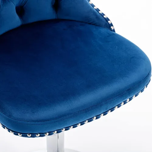 Vista 7 de Taburete de bar giratorio ajustable de altura de mostrador, silla de bar tapizada de terciopelo con base cromada con respaldo acolchonado