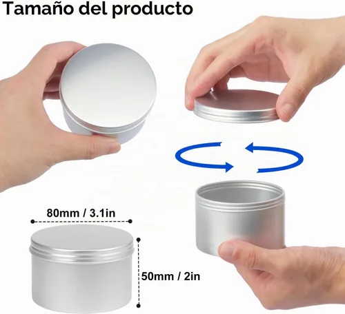 Vista 2 de 32 latas de aluminio de 6 onzas con tapas, latas de metal de aluminio con tapa de rosca para bálsamo labial, ungüento, especias, dulces