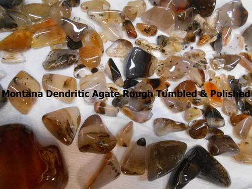 Vista 6 de Kit de recambio de gemas de vaso de roca Yellowstone, ágata dendrita negra Montana áspera 8 onzas