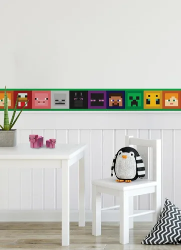 Vista 3 de RoomMates - Papel pintado despegar y pegar con caras icónicas de Minecraft, RMK12377BD