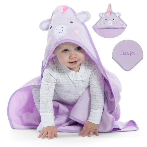 Vista 10 de Delta Children Toalla de baño con capucha personalizada para bebé/lactante - Super suave y absorbente - Esencial para recién nacido - Regalo ideal