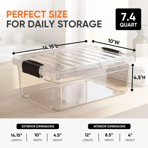 Vista 112 de Superio - Contenedores de almacenamiento de plástico transparente de 1.27 cuartos de galón con tapas, contenedores organizadores apilables, cajas