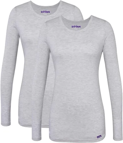 Vista 9 de Sivvan Scrubs for Women - Long Sleeve Comfort Underscrub Tee 2-Pack Negro