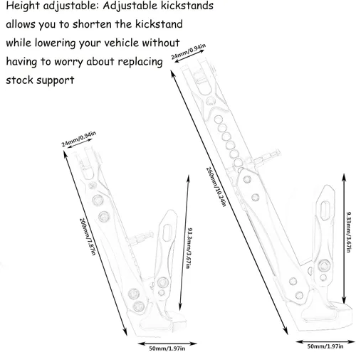 Vista 3 de Soporte de patas de motocicleta universal de aleación de aluminio de alta calidad, ajustable, para motocicleta, scooter, soporte de trípode