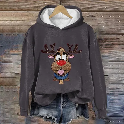 Vista 2 de Ceboyel Sudadera fea de Navidad para mujer, sudadera con capucha con estampado de renos divertidos y divertidos, ropa de Navidad 2023