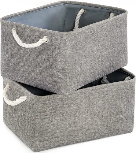 Vista 92 de TheWarmHome Contenedores de almacenamiento para estantes, tamaño mediano, 3 unidades, 13.8 pulgadas de largo x 9.8 pulgadas de ancho x 6.7 pulgadas
