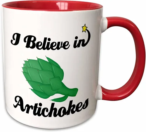 Vista 8 de 3dRose I Believe in Artichokes - Taza de dos tonos, 11 onzas, negro/blanco 2-Negro/Blanco