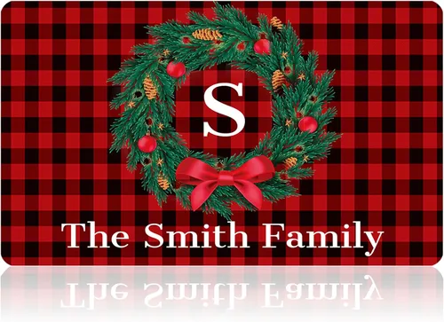Vista 14 de Tapetes de puerta personalizados de bienvenida de Navidad para puerta delantera, tapete de invierno personalizado con nombre de la familia, tapetes