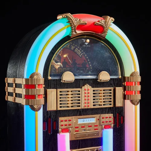 Vista 3 de Arkrocket Jukebox reproductor de discos de vinilo de tamaño completo Bluetooth USB SD Reproductor de CD Radio, tocadiscos retro clásico Jukebox