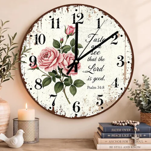 Vista 93 de Reloj con versículo bíblico con citas de Jesús, relojes de 0929Regalos Cristianos (2)