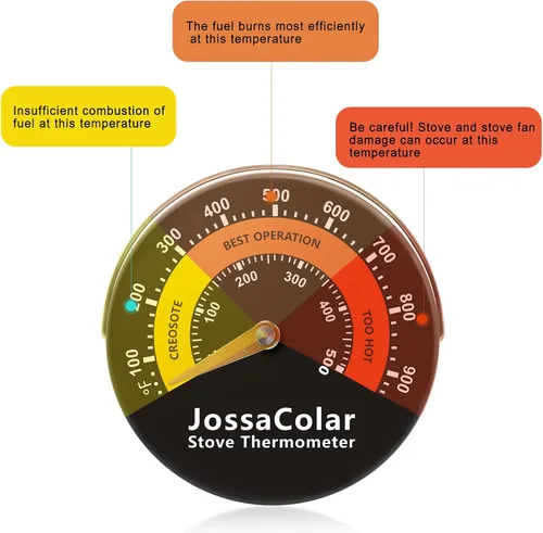 Vista 5 de JossaColar Termómetro de estufa de leña Termómetro magnético para estufa, chimenea y medidor de temperatura de combustión