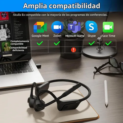 Vista 2 de ZIOCOM Auriculares abiertos con micrófono, AptX-LL, compatible con llamadas