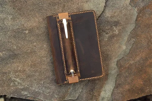 Vista 2 de Personalized distressed leather hobonichi techo cover vintage rustic leather hobonichi A5 A6 cousin cover HAX05S