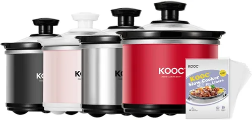 Vista 11 de KOOC Olla de cocción lenta pequeña, 0.60 L, incluye revestimientos gratuitos, olla de cerámica mejorada, reducción de pérdida de nutrientes