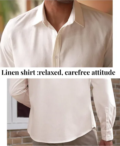 Vista 3 de COOFANDY Camisas casuales de lino de manga larga con botones para hombre